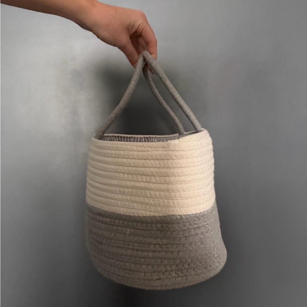 BodiCal Gray and White Woven Cotton Convertible Shower / Baby / Storage Basket - Picture 12 of 14